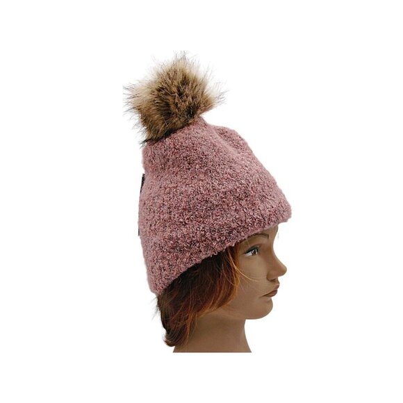 NEW Universal Threads Pink Fleece Lined Beanie Pom Pom Winter Hat Blush One Size - Picture 8 of 9